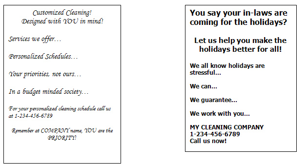 Examples of cleaning service flyers